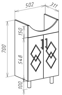Тумба под раковину Bellezza Элеганс 55см белый 00000004787